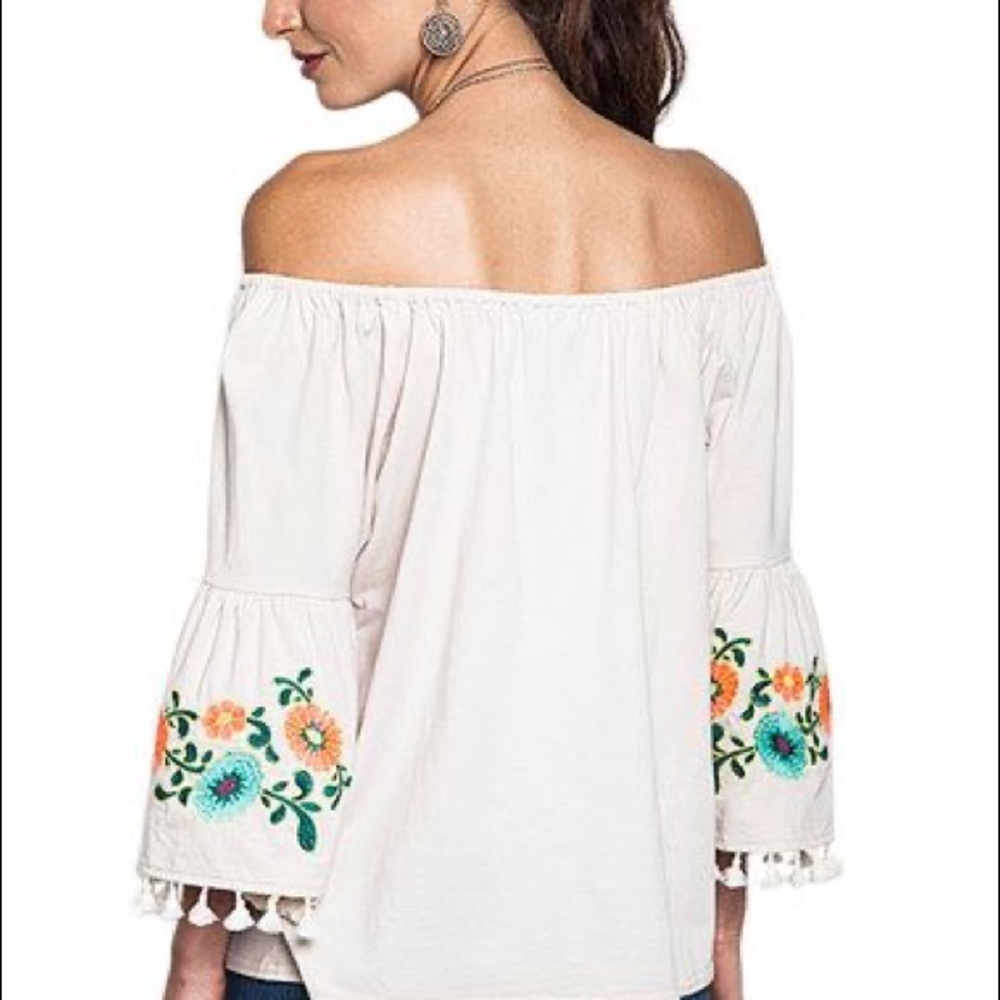 Embroidered sleeve top